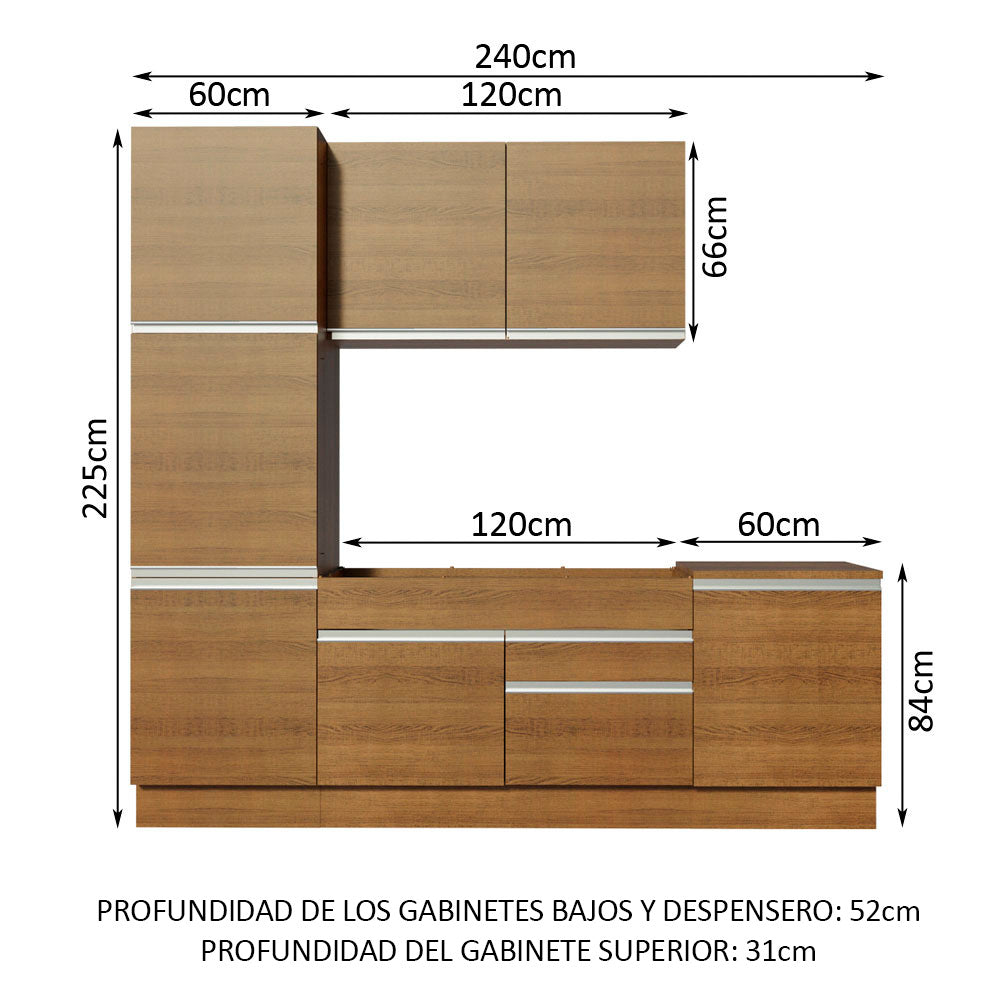 Combo completo de Cocina 240cm Marrón Bari Madesa 01