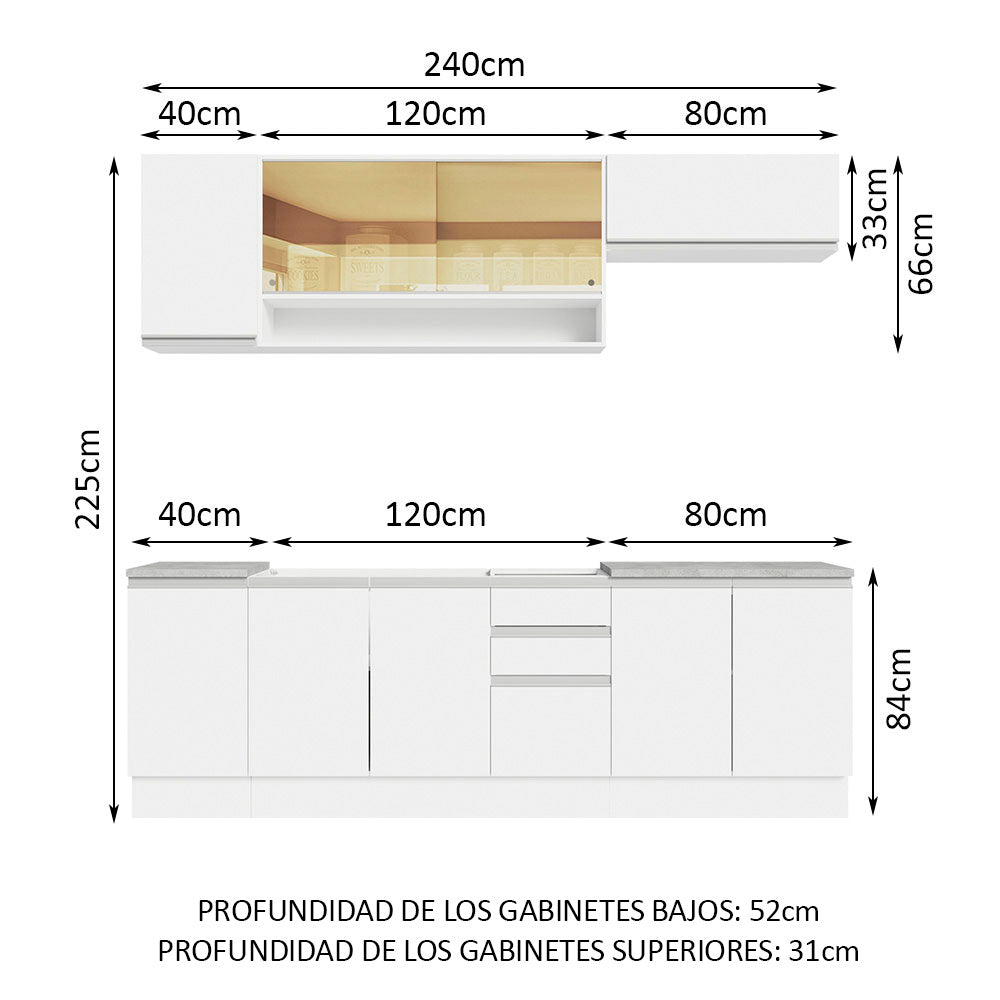 Combo completo de Cocina Madesa Glamy Sin Mesón De Acero 240 Cm 03