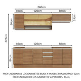 Combo completo de Cocina 240cm Marrón Glamy Madesa 03