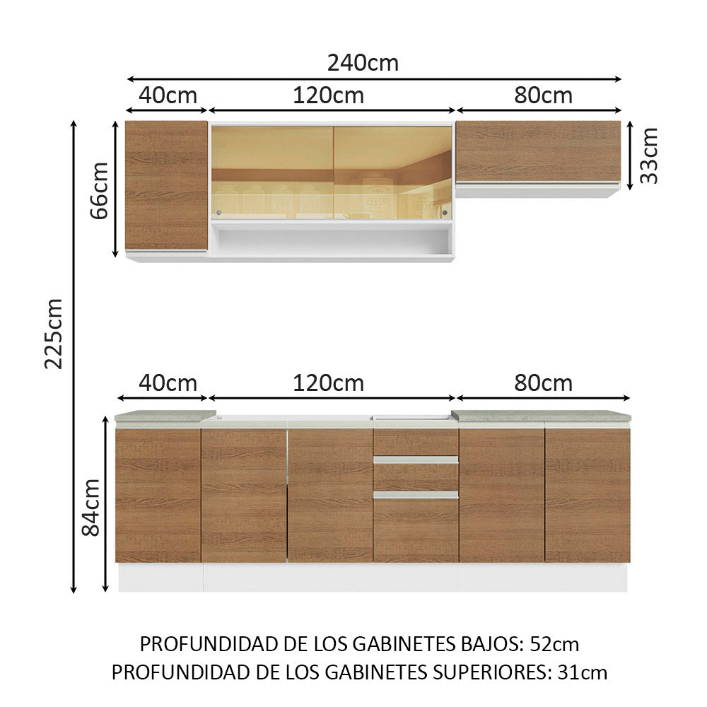 Combo completo de Cocina Madesa Glamy Sin Mesón De Acero 240 Cm
