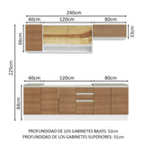 Combo completo de Cocina Madesa Glamy Sin Mesón De Acero 240 Cm
