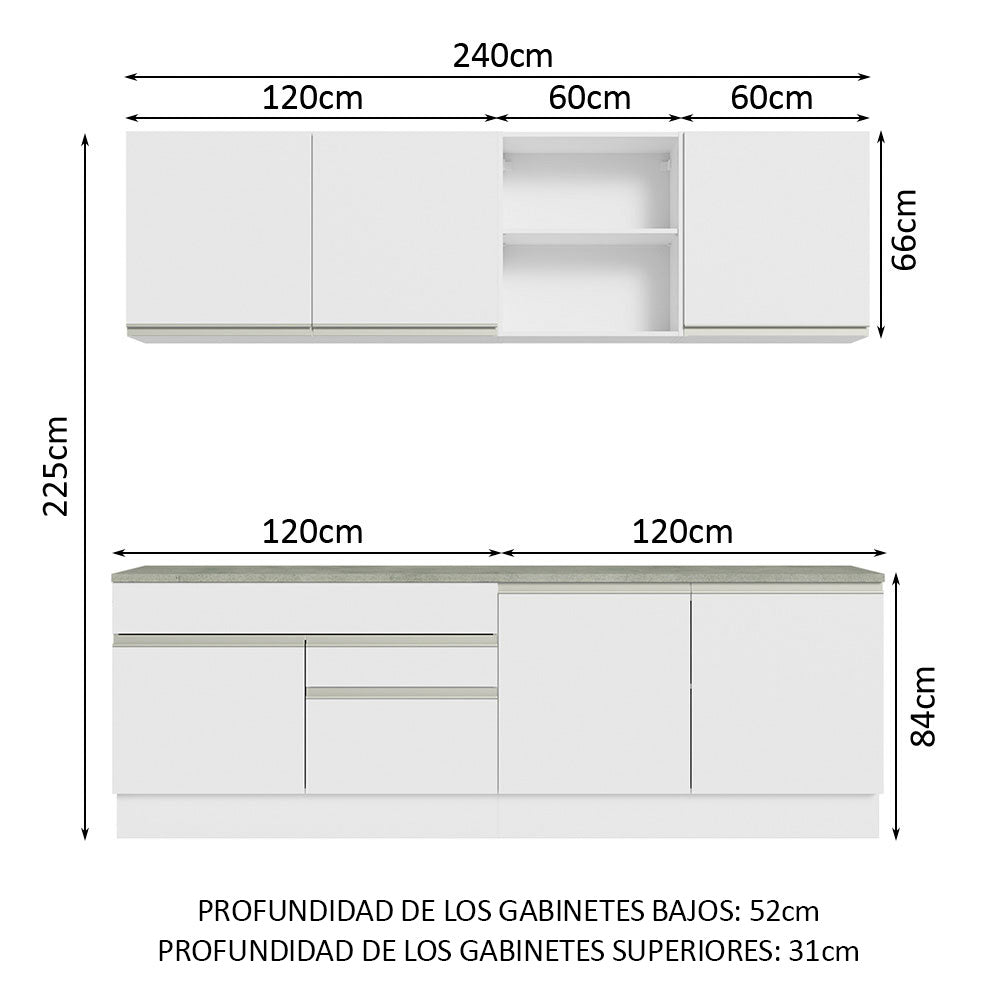Combo completo de Cocina 240cm Glamy Madesa 06 - Blanco
