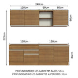 Combo completo de Cocina 240cm Marrón Glamy Madesa 06