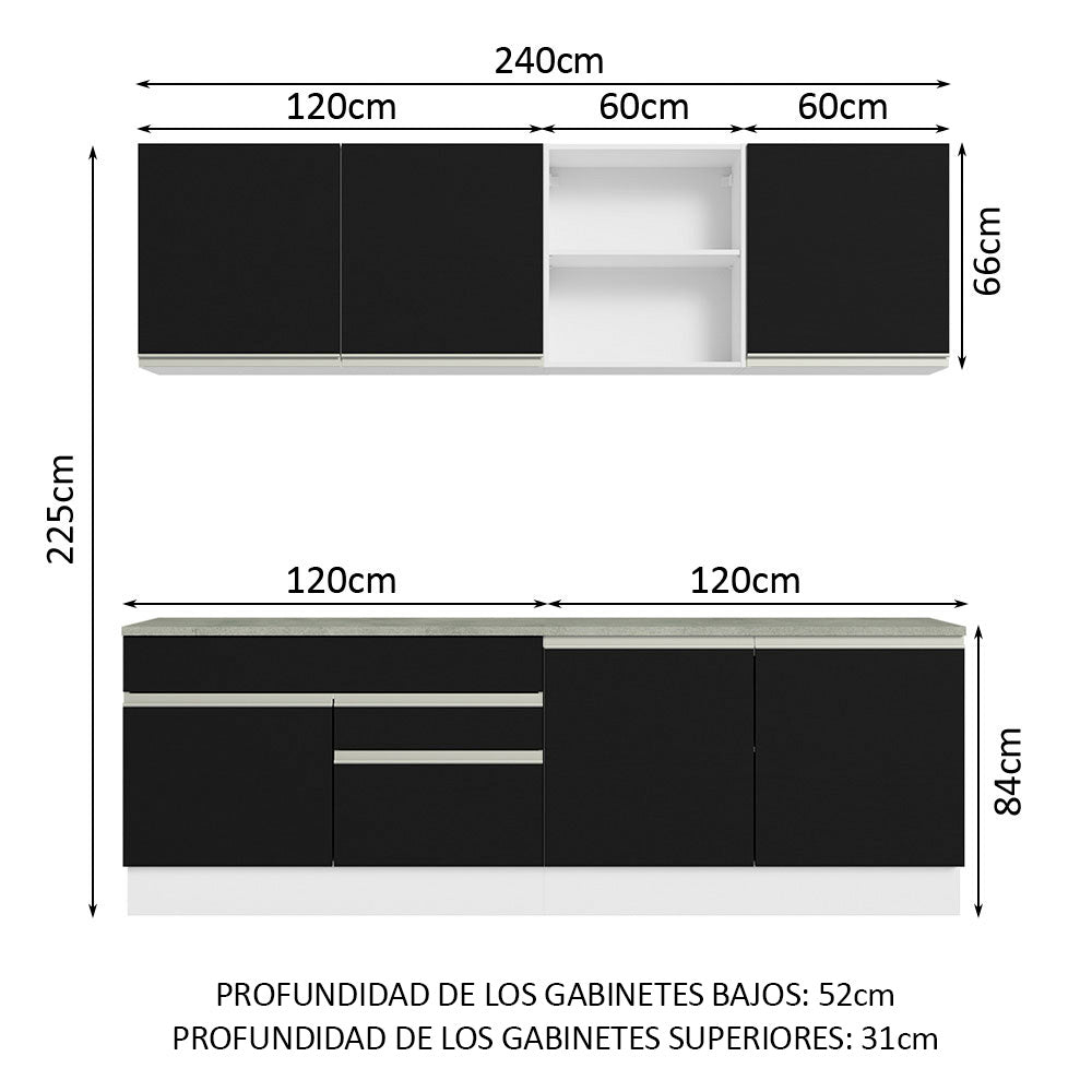 Combo completo de Cocina Madesa Glamy 240cm BN 06