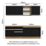 Combo completo de Cocina Madesa Glamy 240cm Marrón/Negro 06