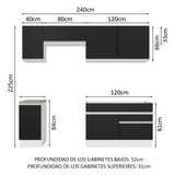 Combo completo de Cocina Madesa Glamy 240cm Blanco/Negro 07