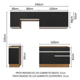 Combo completo de Cocina Madesa Glamy 240cm Marrón/Negro 07
