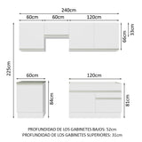 Combo completo de Cocina 240cm Blanco Glamy Madesa 08