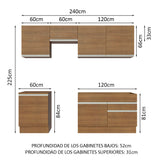 Combo completo de Cocina 240cm Marrón Glamy Madesa 08
