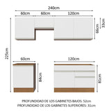 Combo completo de Cocina 240cm Marrón/Blanco Glamy Madesa 08