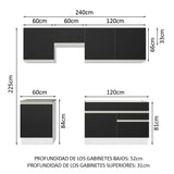 Combo completo de Cocina Madesa Glamy 240cm Blanco/Negro 08