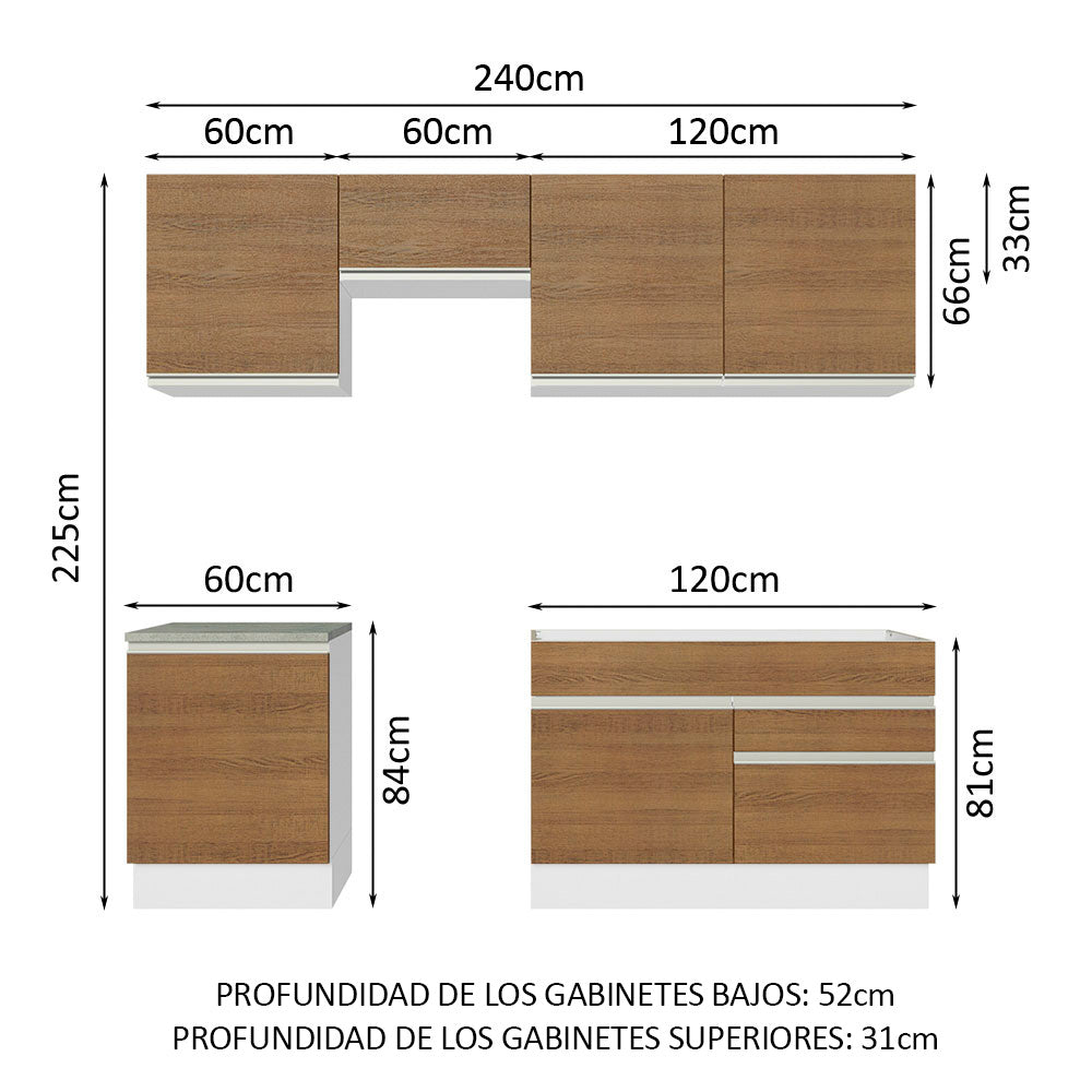 Combo completo de Cocina Madesa 08 Glamy 240cm