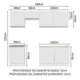 Combo completo de Cocina 240 cm Blanco Glamy Madesa 09