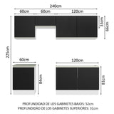 Combo completo de Cocina Madesa Glamy 240cm Blanco/Negro 09