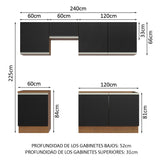 Combo completo de Cocina Madesa Glamy 240cm Marrón/Negro 09