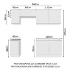 Combo completo de Cocina 240 cm 7 Puertas Sin Mesada Blanco Glamy Madesa 10