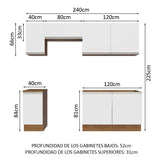 Combo completo de Cocina 240cm Glamy Madesa 10 Marrón/Blanco
