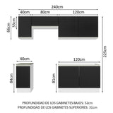 Combo completo de Cocina Glamy Madesa 240cm Blanco/Negro