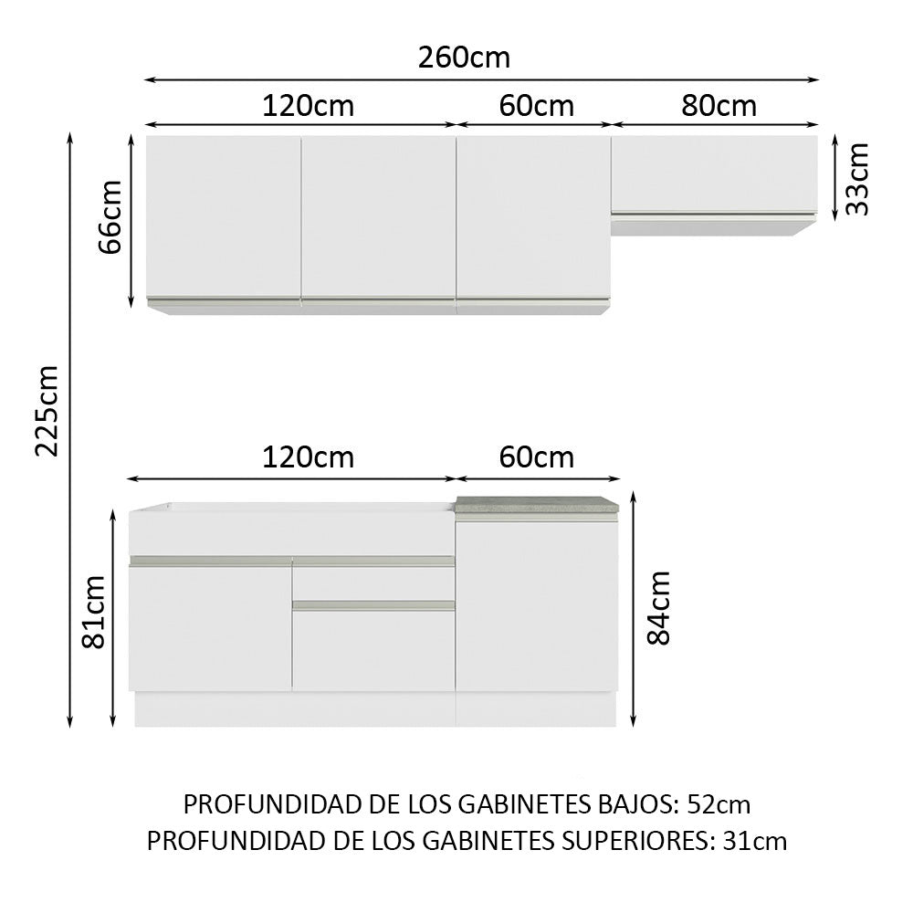 Combo completo de Cocina Madesa Glamy 260cm 03