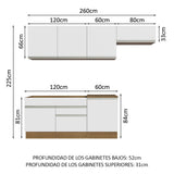 Combo completo de Cocina 260cm Marrón/Blanco Glamy Madesa 03