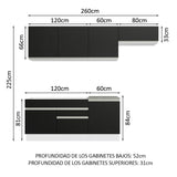 Combo completo de Cocina Madesa Glamy 260cm Blanco/Negro 03