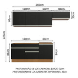 Combo completo de Cocina Madesa Glamy 260cm Marrón/Negro 03