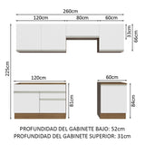 Combo completo de Cocina 260cm Marrón/Blanco Glamy Madesa 04
