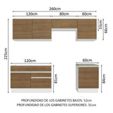 Combo completo de Cocina 260cm Blanco/Marrón Glamy 04