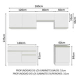 Combo completo de Cocina Glamy Madesa 260cm - Blanco