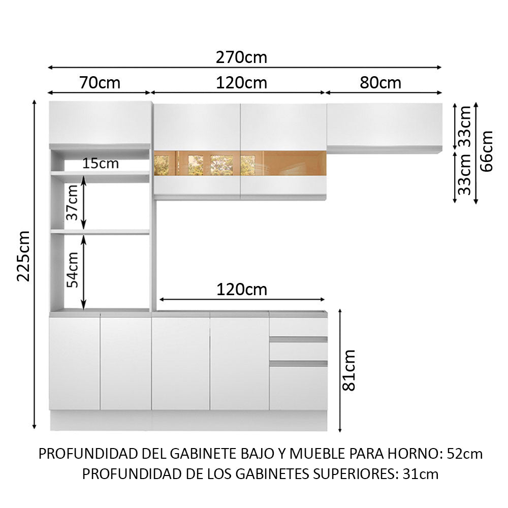 Combo completo de Cocina 270cm Marselha Madesa 01 - Blanco