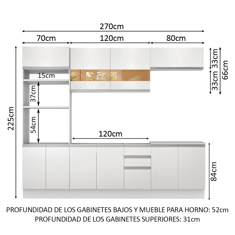 Combo completo de Cocina 270cm Atenas Madesa 03 - Blanco