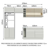 Combo completo de Cocina Madesa Glamy 270cm Blanco/Blanco/Crema 08