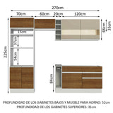 Combo completo de Cocina Madesa Glamy 270cm Blanco/Marrón/Crema 08