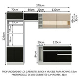 Combo completo de Cocina Madesa Glamy 270cm Blanco/Negro/Crema 08