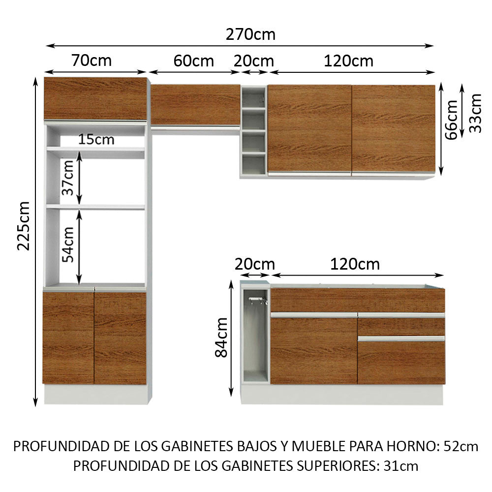 Combo completo de Cocina Madesa Glamy 270cm MM 01