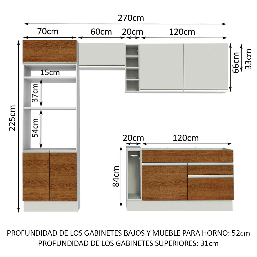 Combo completo de Cocina Madesa Glamy 270cm MB