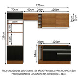 Combo completo de Cocina Madesa Glamy 270cm Marrón/Negro/Marrón 09
