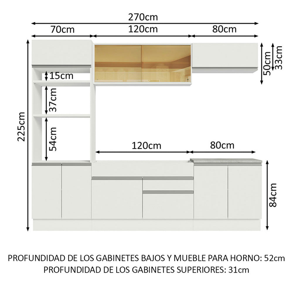 Combo completo de Cocina 270cm Glamy Madesa 10