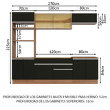 Combo completo de Cocina Madesa Glamy 270cm Marrón/Negro 10