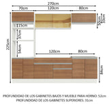 Combo completo de Cocina 270cm Glamy Madesa 10 Blanco/Marrón