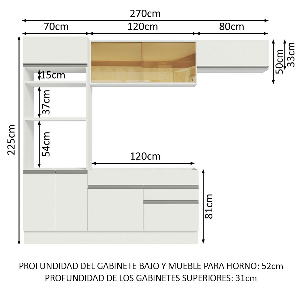 Combo completo de Cocina 270cm Glamy Madesa 11