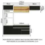 Combo completo de Cocina Madesa Glamy 270cm Blanco/Negro 11