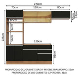 Combo completo de Cocina Madesa Glamy 270cm Marrón/Negro 11