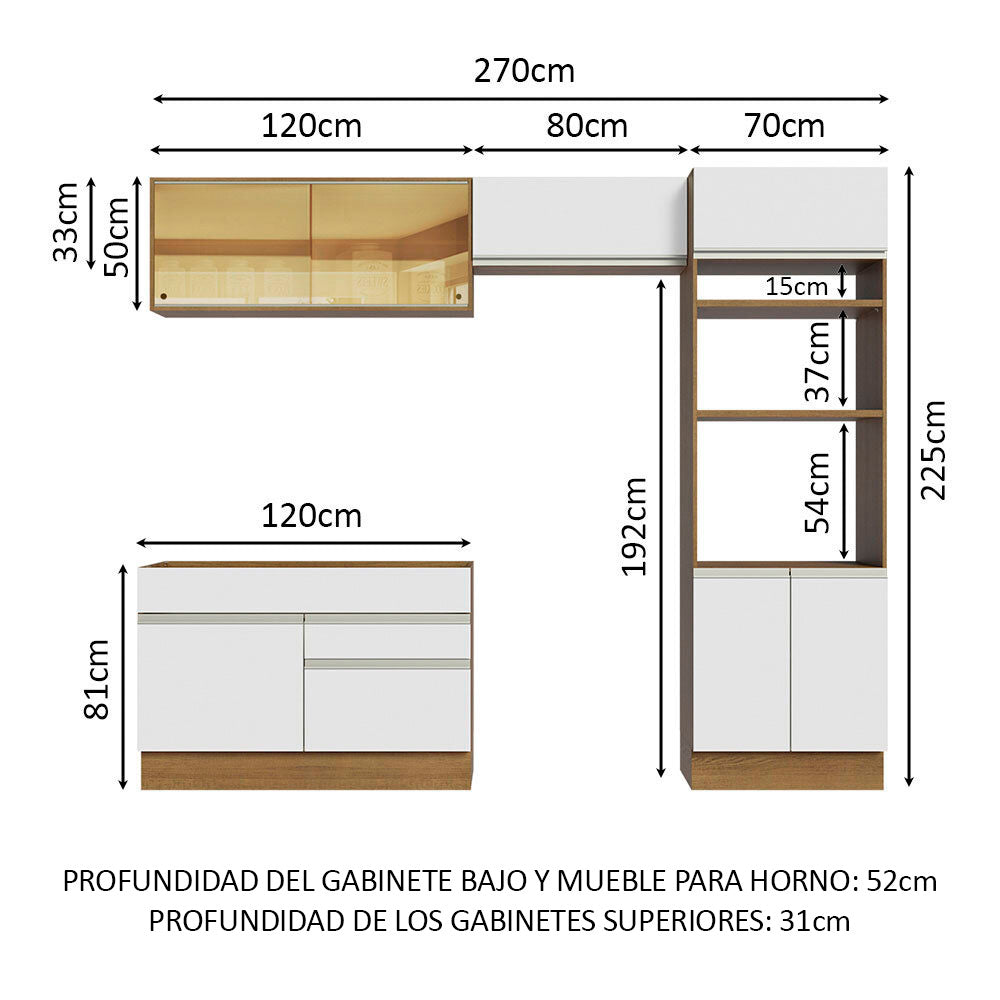 Combo completo de Cocina 270cm Glamy Madesa 12