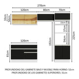Combo completo de Cocina Madesa Glamy 270cm Blanco/Negro 12
