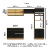 Combo completo de Cocina Madesa Glamy 270cm Marrón/Negro 12