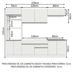 Combo completo de Cocina 270 cm 9 Puertas 2 Cajones Sin Mesada Blanco Glamy Madesa