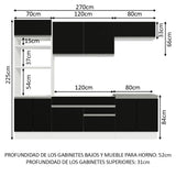 Combo completo de Cocina Madesa Glamy 270cm Blanco/Negro 13