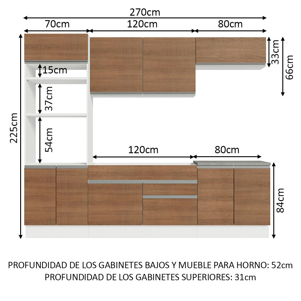Combo completo de Cocina Madesa 270cm Glamy 13 - Blanco