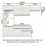 Combo completo de Cocina 270cm Blanco Glamy 14